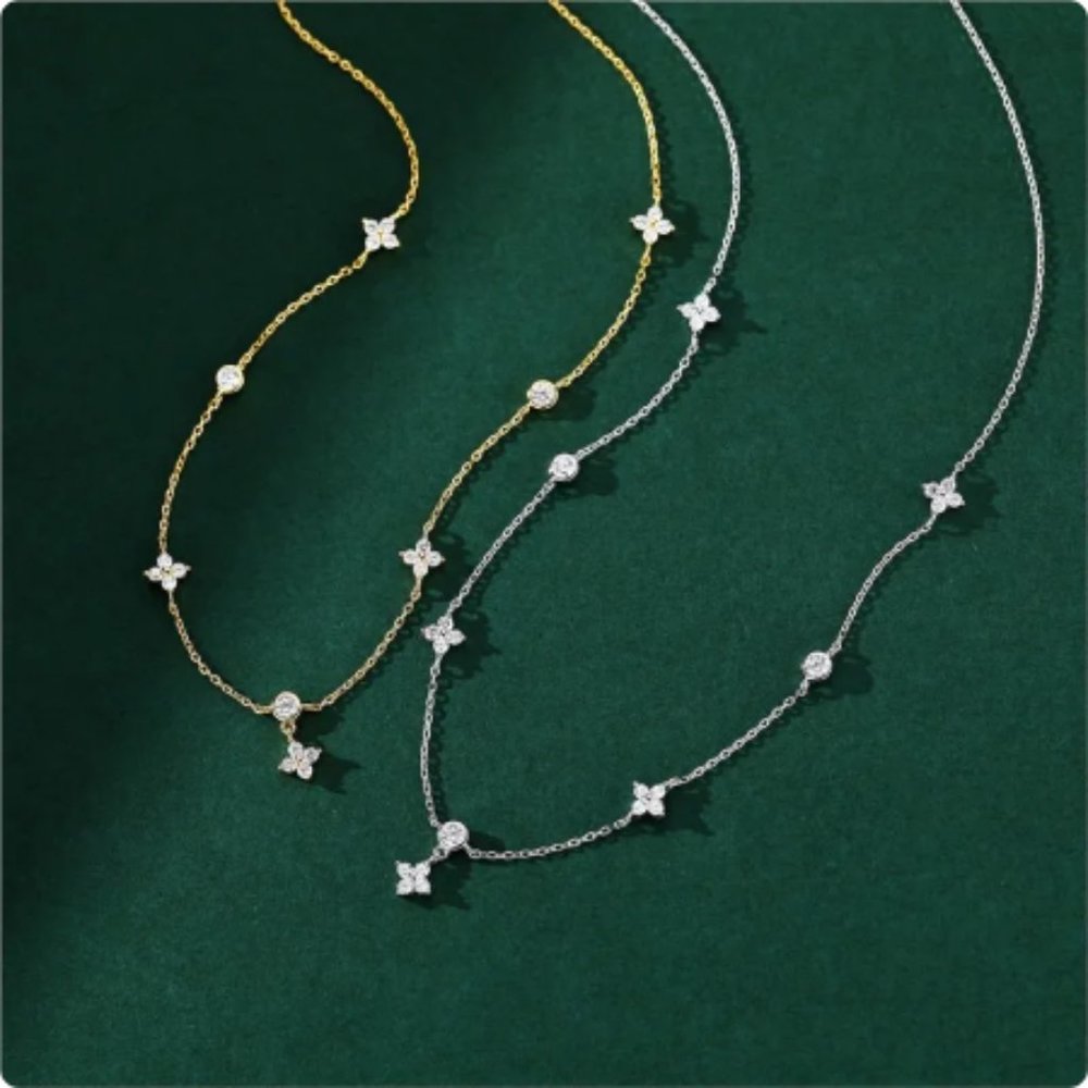Anthro Lux like LV 4-petal Clover Floral Mini Hoops Hinges or Necklace